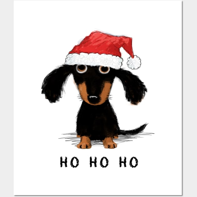 Dachshund Christmas | Cute Dog Santa | Holiday Xmas Wall Art by Coffee Squirrel